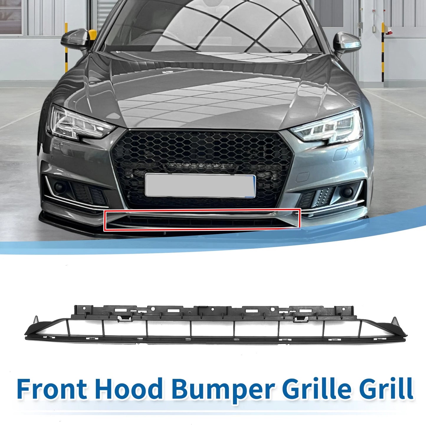 Front Lower Bumper Grille for Audi A4 B9 (2016–2018) Black Sport Style