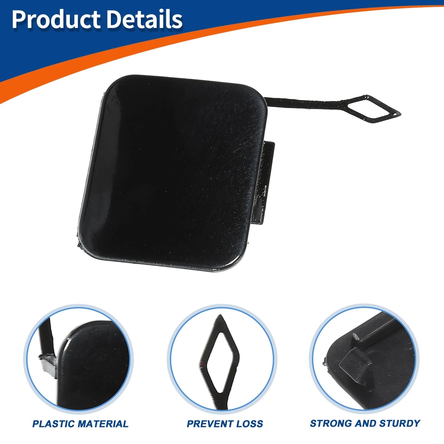 Rear Car Bumper Tow Hook Cover for BMW 525i 528i 530i 540i (2001–2007) No. 51128219075 Black
