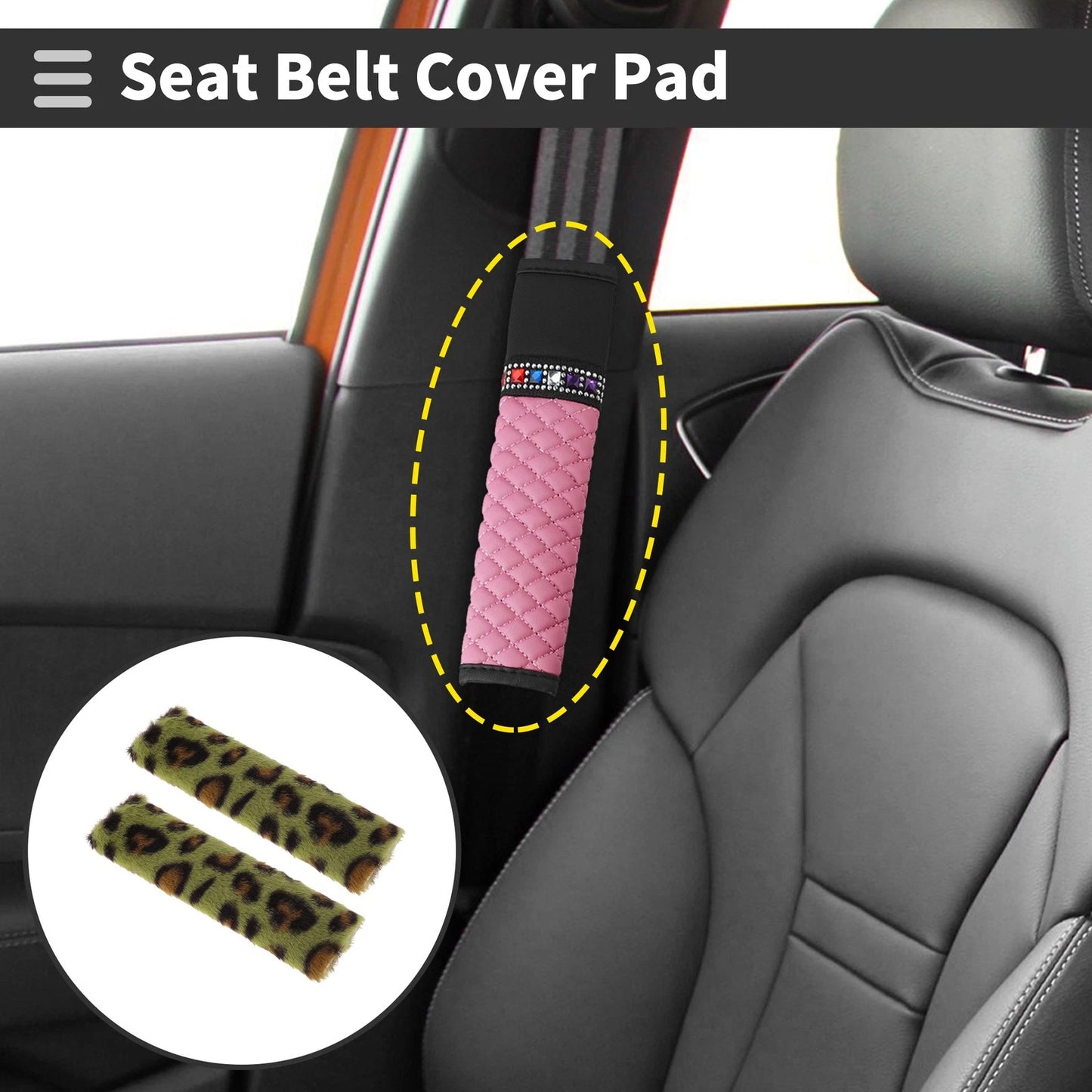 2X Seat Belt Cover Pad for Universal Vehicles (26cm)