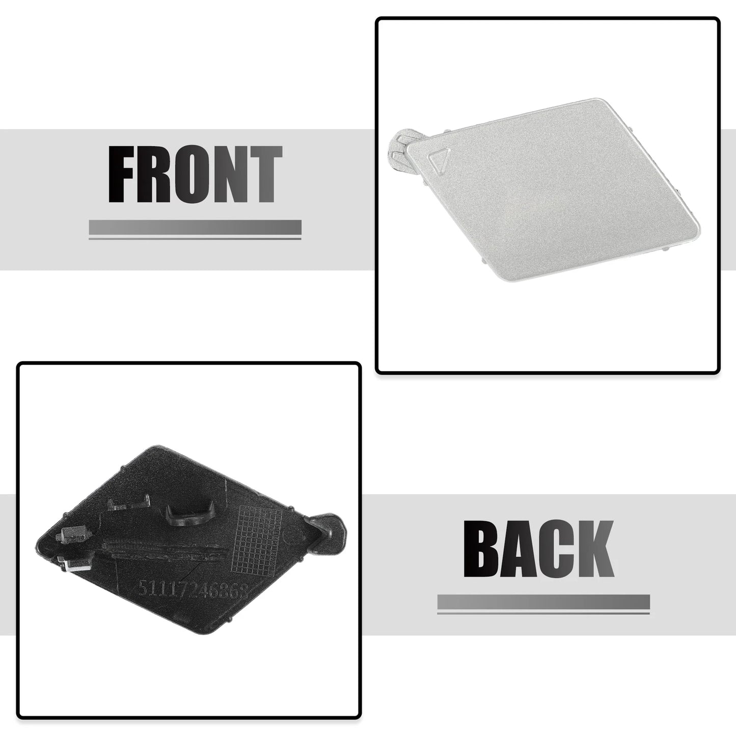 Tow Hook Cover for BMW 5 Series F10 (2011–2017) Silver Tone