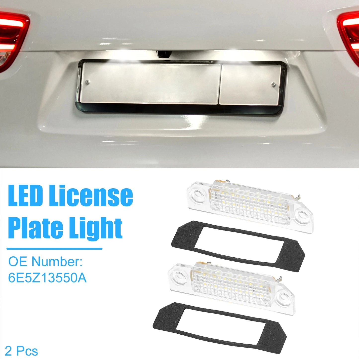 2X LED License Plate Light No. 6E5Z13550A for Ford Fusion (2006–2012)