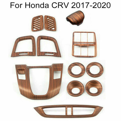 12X Peach Wood Grain Car Interior Kit Cover Trim For Honda CRV CR-V (2017–2022)