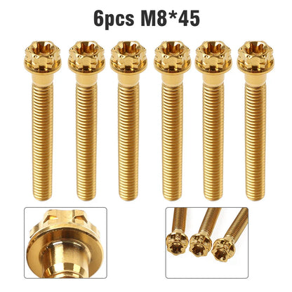 6 x M8x45mm Titanium Torx Head Flange Screws for Motorcycle Bike