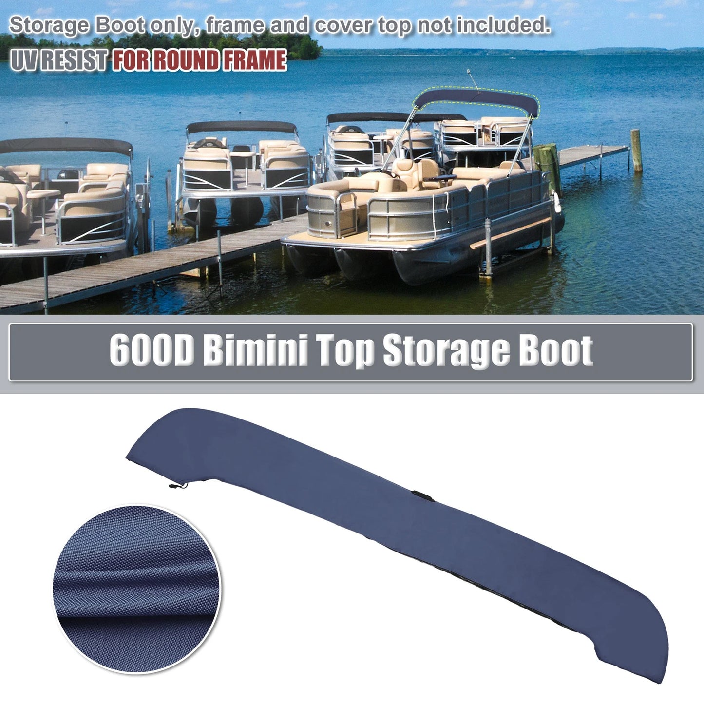 Bimini Top Storage Boot Cover for Boat (91"-96" Width)