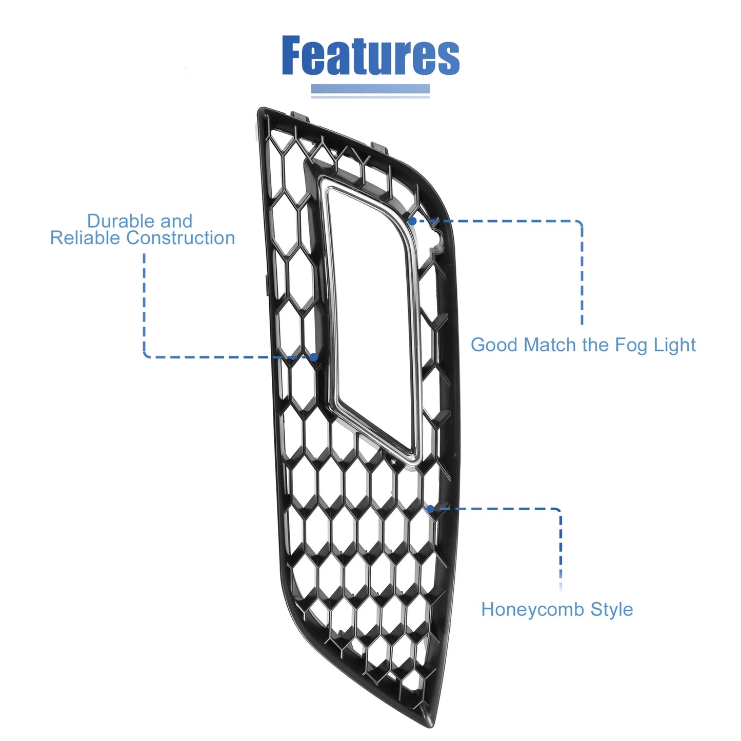 Set of 2 Front Bumper Fog Light Mesh Grille Covers for Audi A4 B8.5 (2013–2016) Chrome