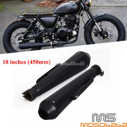 18" Reverse Cone Shorty Exhaust Muffler Pipes for Cafe Racer