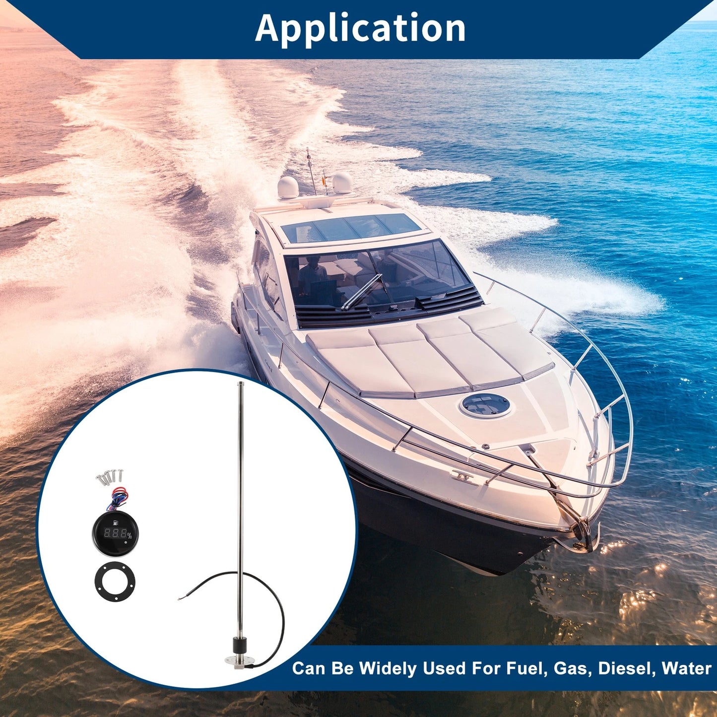 Fuel Sending Unit and Gauge Kit 0-190 Ohm 711mm for Boat Car