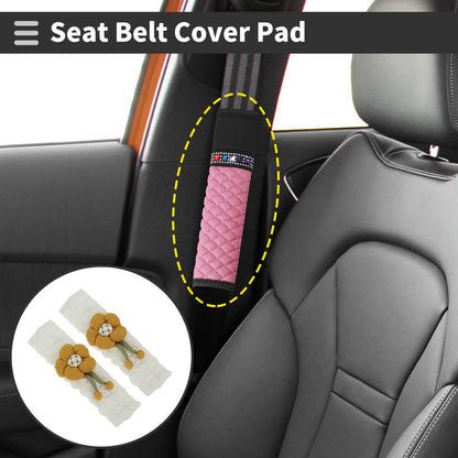 Set of 2 Ginger Yellow Seat Belt Cover Pads for Universal Fit (24.5cm)