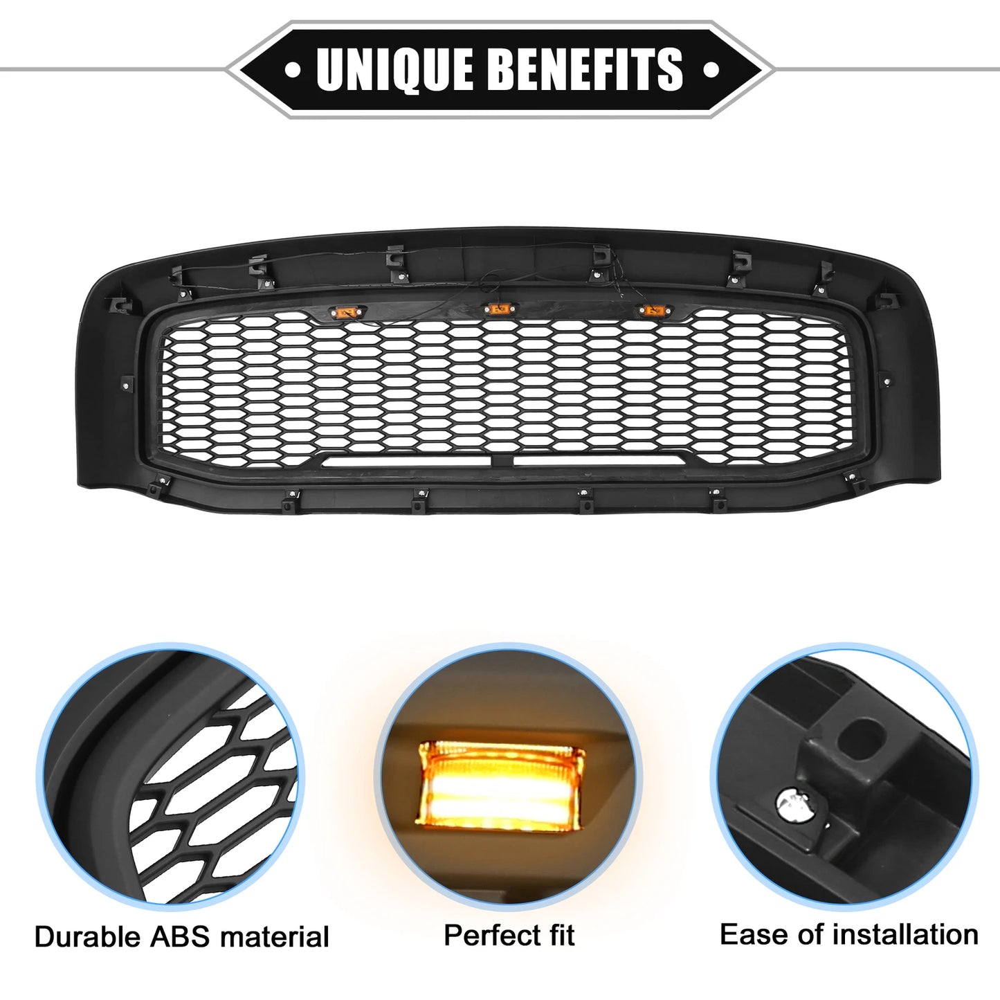 Front Grille Assembly with LED Lights for Dodge Ram 3500