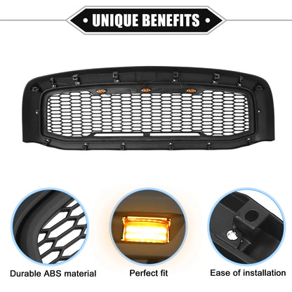 Front Grille Assembly with LED Lights for Dodge Ram 3500