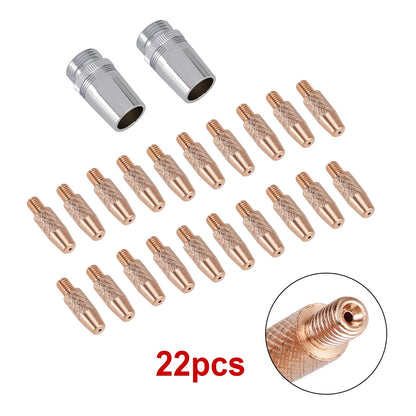 20 Contact Tips & 2 Nozzles for Miller Spoolmate 100 Spool Gun