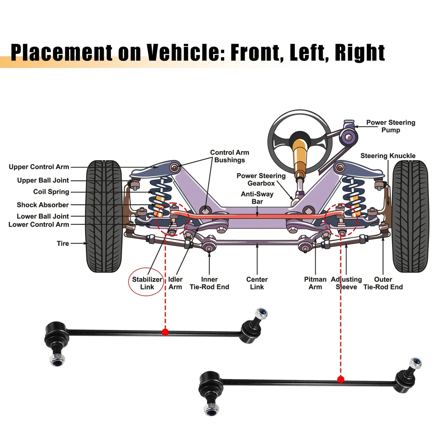 2X Front Rear Sway Bar Links No.K80478 for Audi TT A3 (2006–2013)