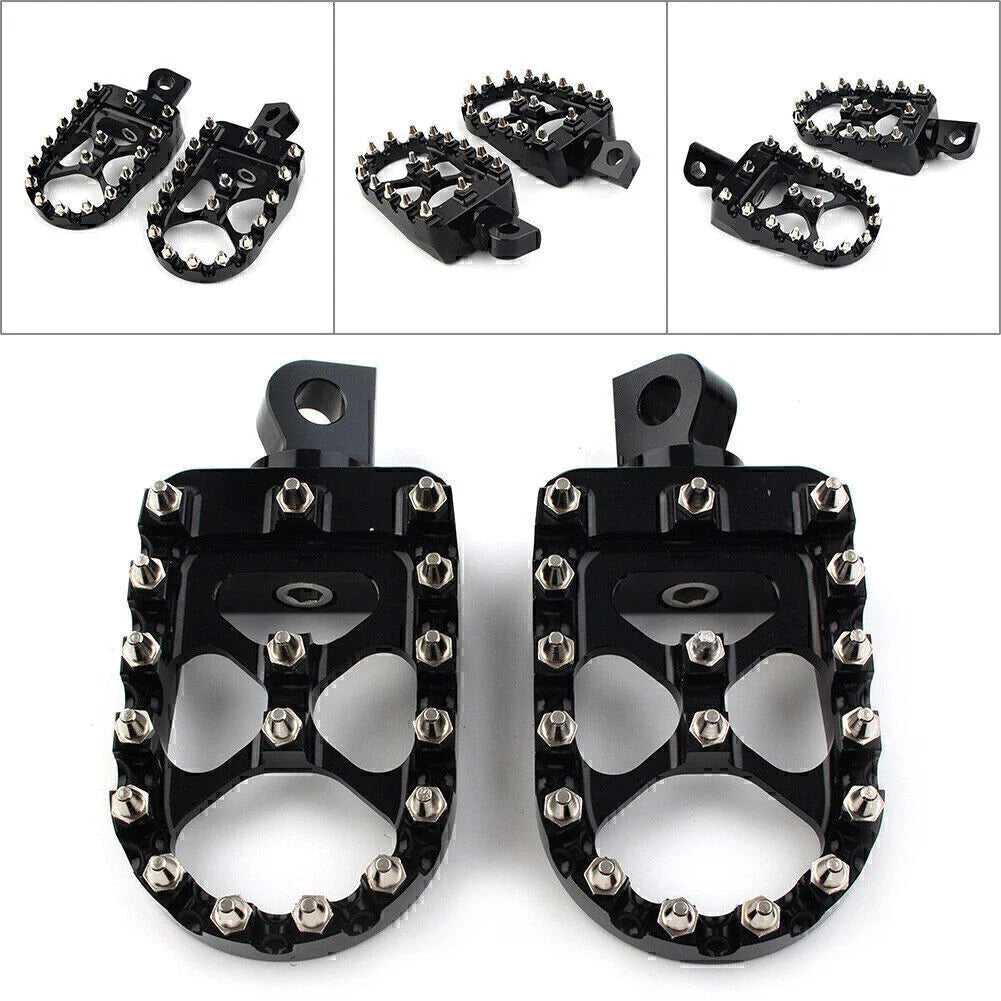 Wide Black Foot Pegs MX Style for Harley Dyna Sportster Iron 883 Fatboy (2004-2023)