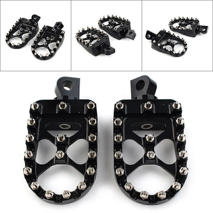 Wide Black Foot Pegs MX Style for Harley Dyna Sportster Iron 883 Fatboy (2004-2023)