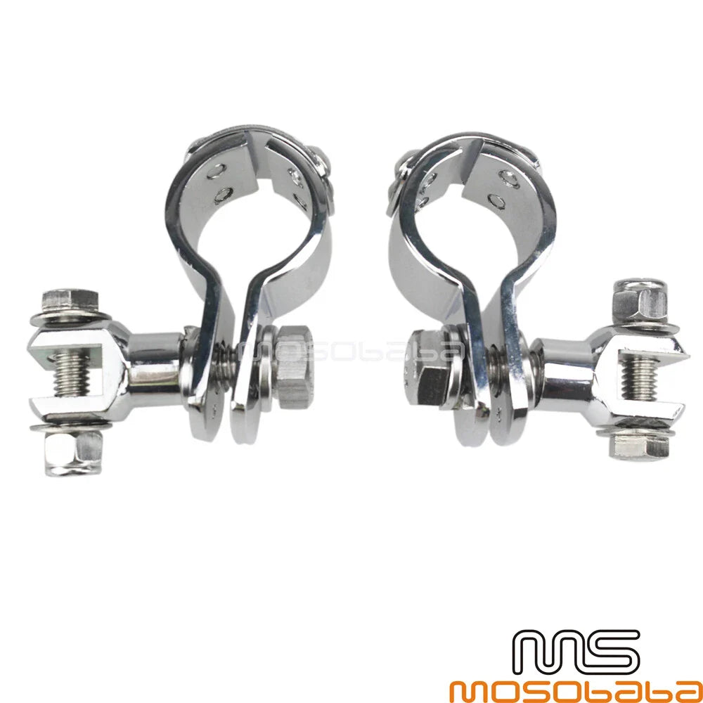 1-1/4" Chrome Engine Guard Crash Bar Mount Clamps for Harley