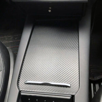 Carbon Fiber Center Console Armrest Box Sticker Cover for Tesla Model S, X