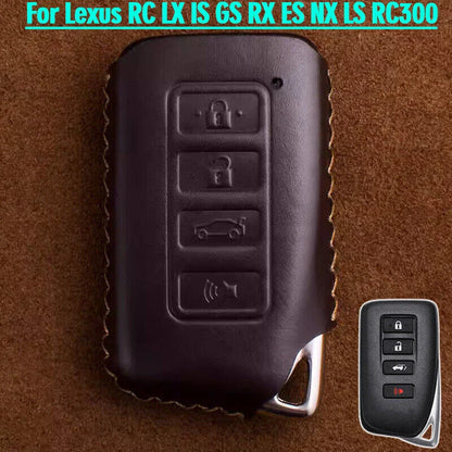 Brown Leather Car Key Fob Case Cover for Lexus RC (2014–2023)
