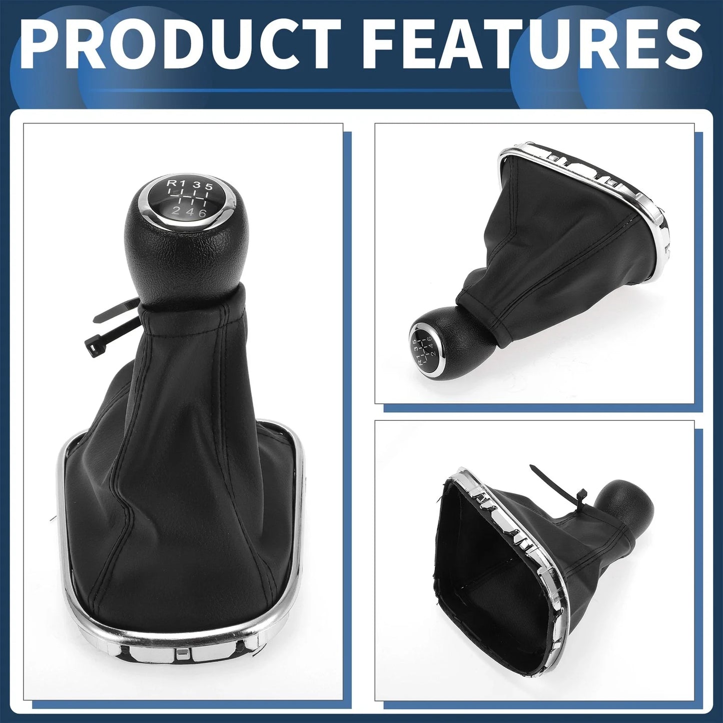 6 Speed Gear Shifter Knob & Cover for Chevrolet Cruze (2010-2015) Black