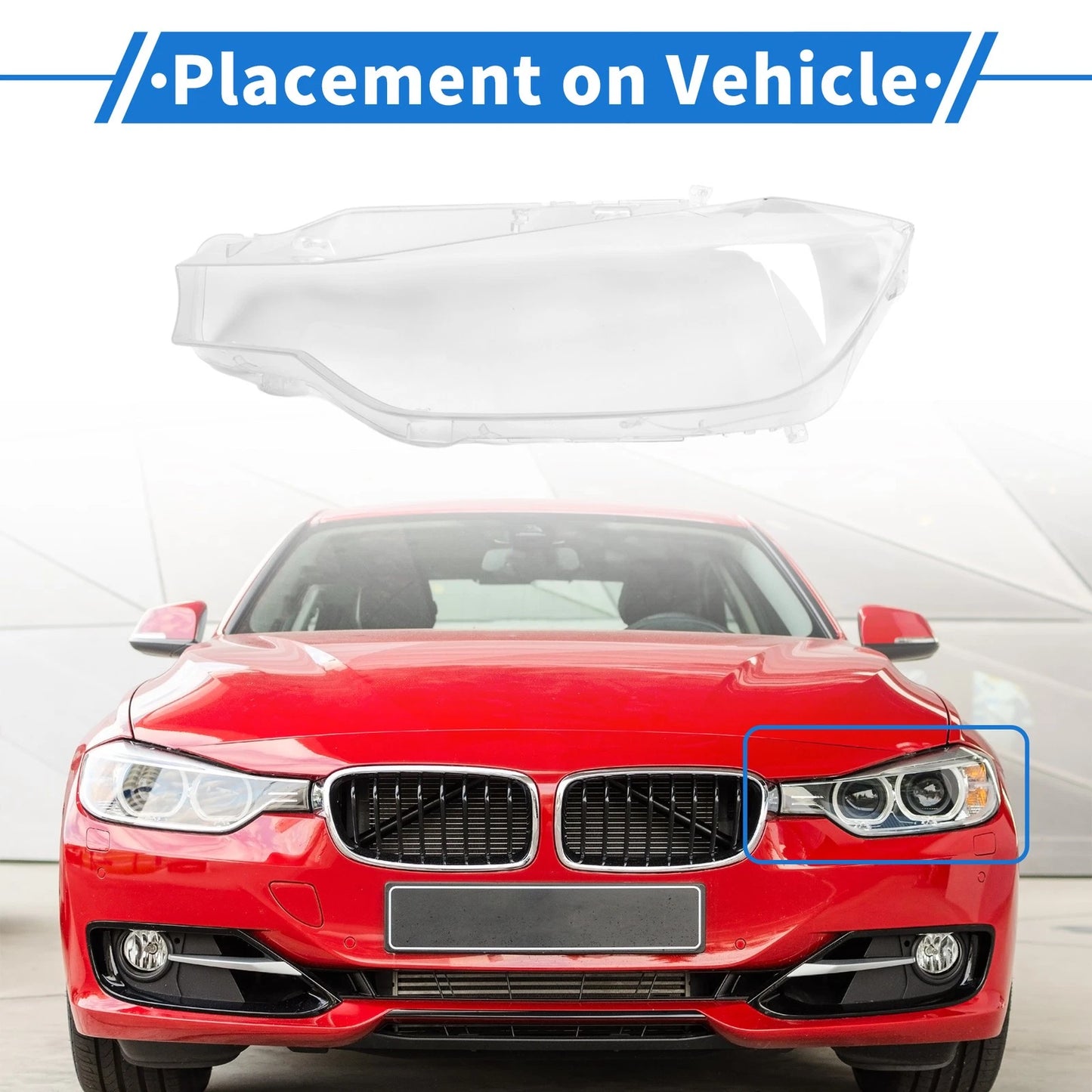 1 Pc Headlight Lens Cover for BMW 3 Series (2013–2015) No. 63117259523