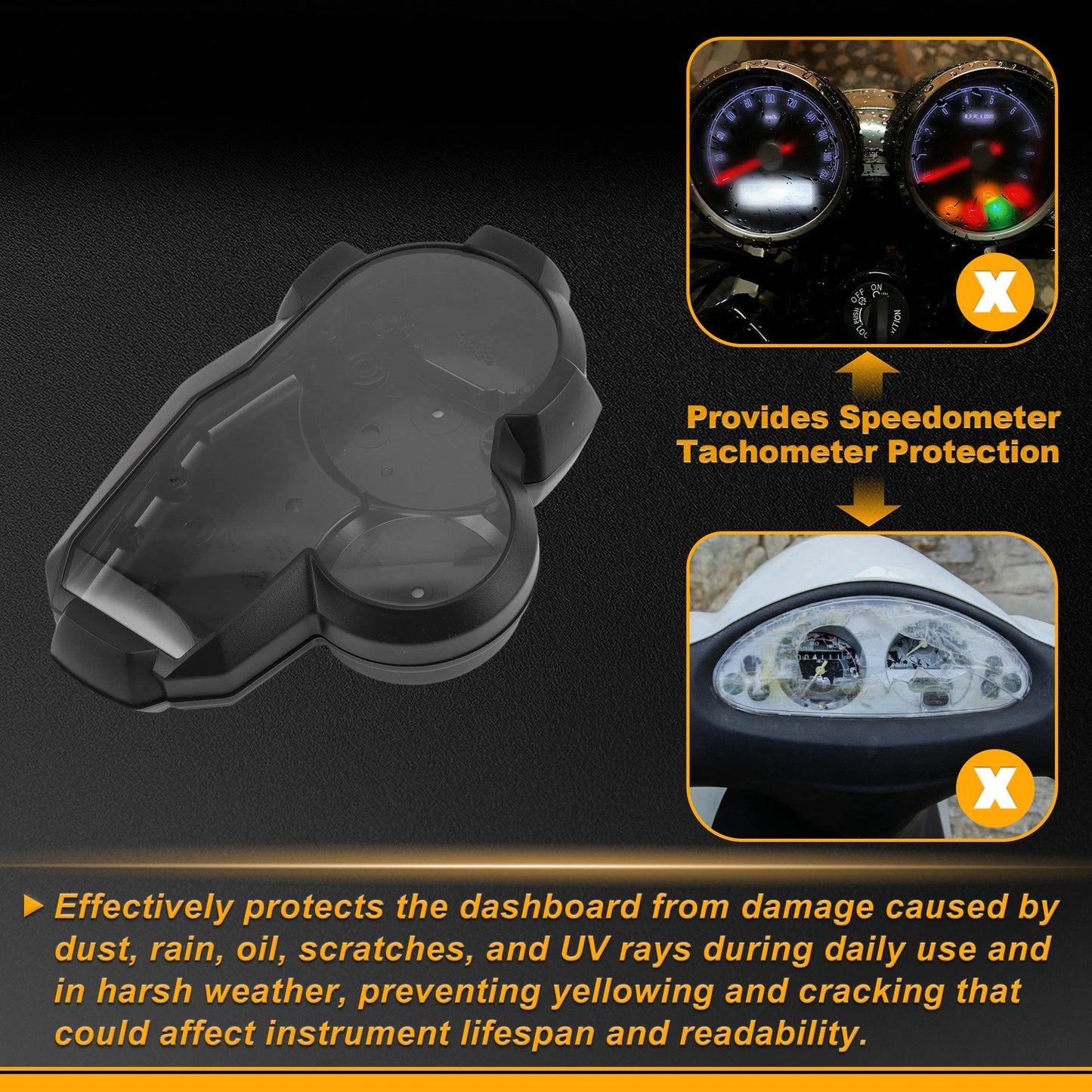 Speedometer Gauge Cover for BMW R1200GS (2013–2017) Black Plastic