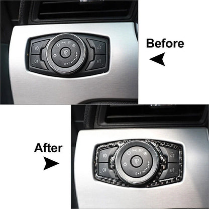 Carbon Fiber Headlight Switch Trim Sticker for Ford F150, Mustang, Explorer (2014-2023)