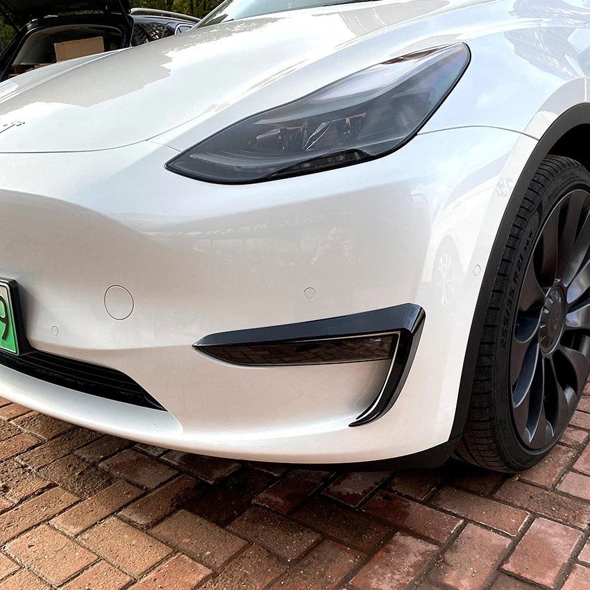 Black Front Bumper Side Canards Covers Trims for Tesla Model Y (2020–2024)