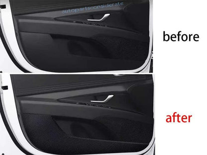 Carbon Fiber Leather Inner-Door Anti-Kick Trim for Hyundai Elantra (2021–2024)