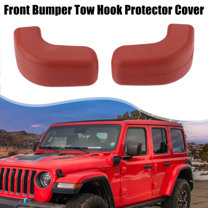 Pair Front Bumper Tow Hook Covers for Jeep Wrangler JK JL (2007–2023) Red
