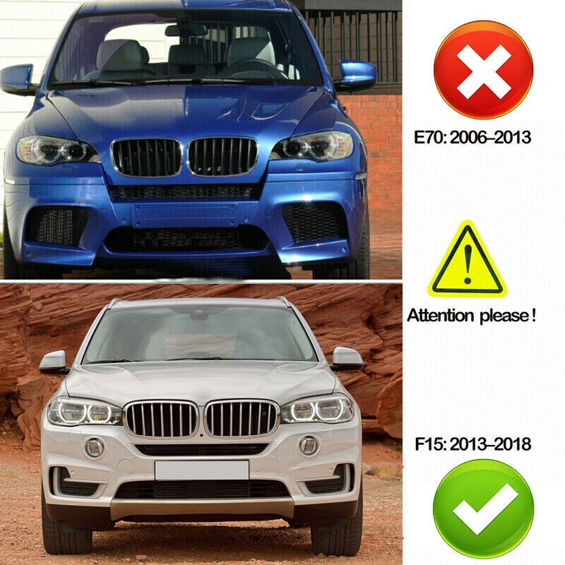 2X Black Chrome Front Grille for BMW X5 F15 X6 F16 M (2014–2018)
