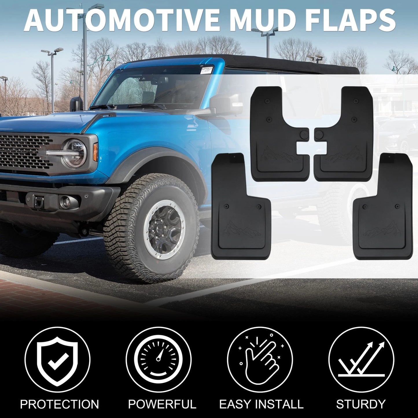 Mud Flaps Kit for Ford Bronco (2021–2025) 2/4-Door Splash Guards