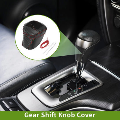 Gear Shift Knob Cover for Nissan Rogue (2021–2024) Black Carbon Fiber Red