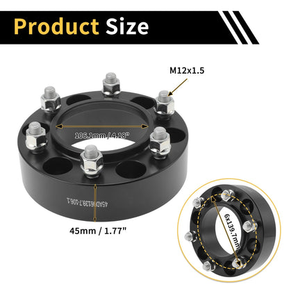 2X 6x139.7mm Wheel Spacers M12x1.5 for Toyota 4Runner (1989–2023)