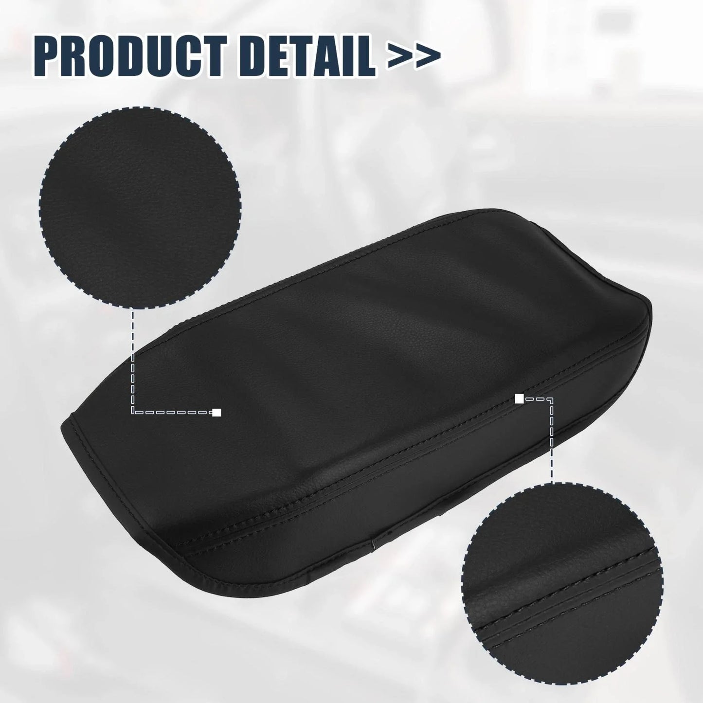 Black Microfiber Leather Armrest Protector Cover for Honda Civic (2016-2023)