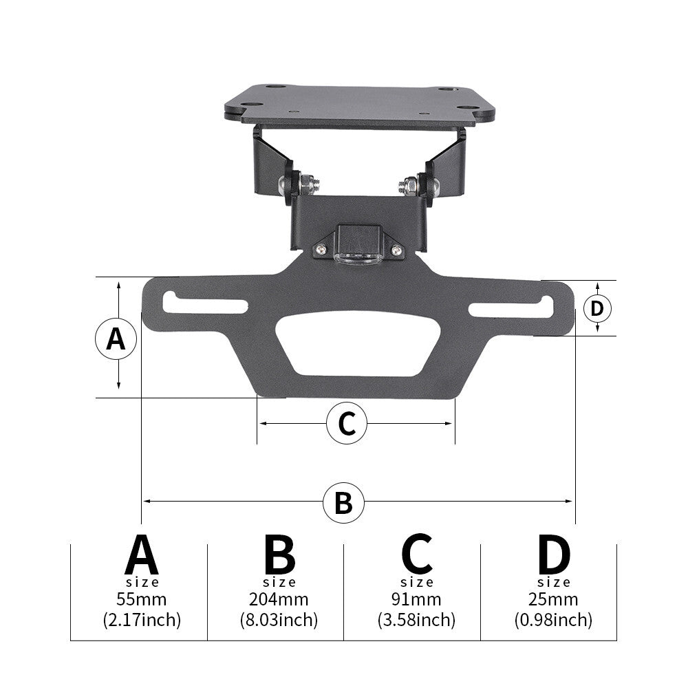 Foldable Fender Eliminator License Plate Holder for Yamaha Tenere 700 (2019–2026)