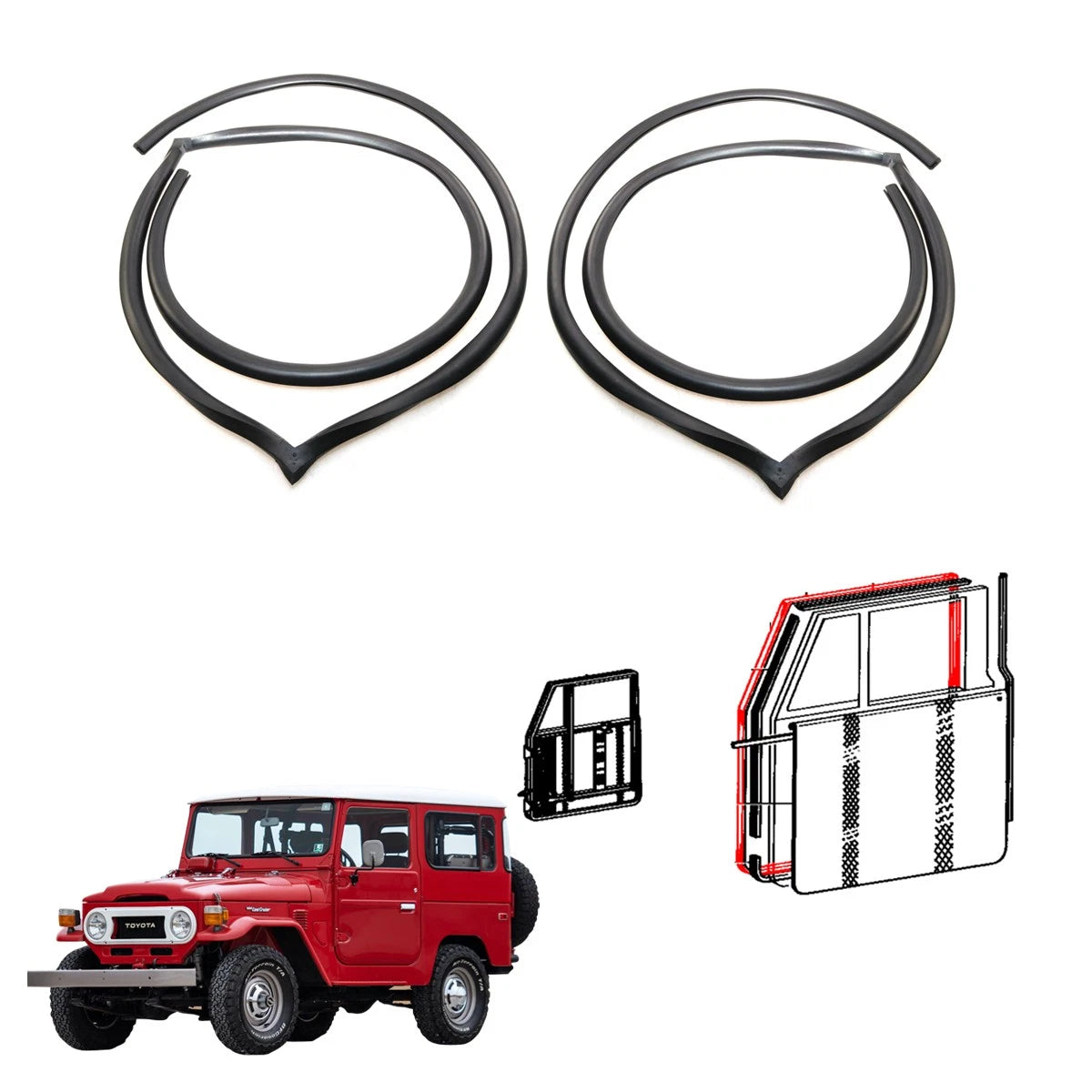 Front Door Weatherstrip Seal for Toyota Land Cruiser FJ40 FJ43 FJ45 HJ45 (1960–1984)