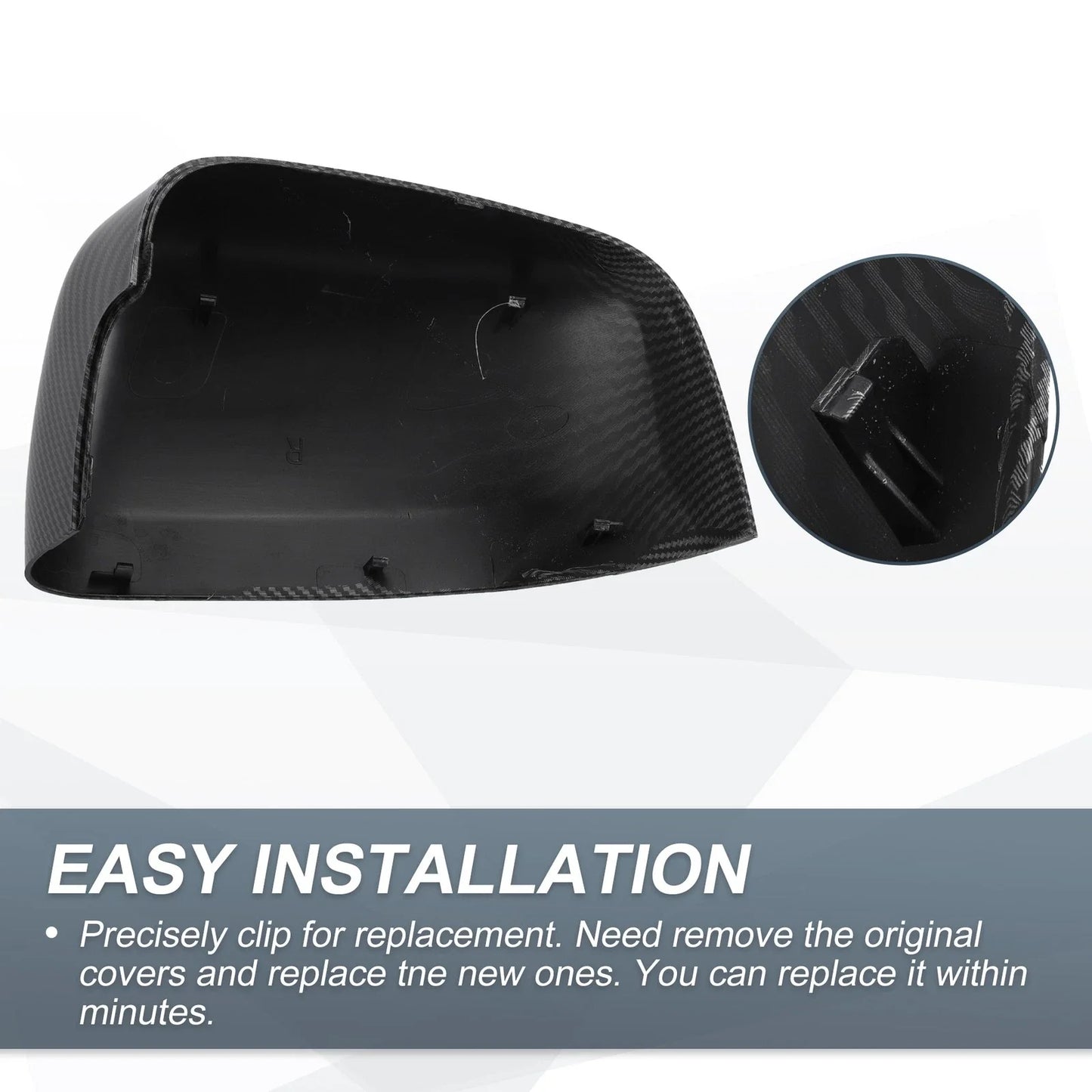 Rearview Mirror Cover Cap Set 2 x Black Carbon Fiber for Jeep Grand Cherokee