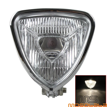 Chrome Triangle Retro Headlight for Harley Chopper Cafe Racer