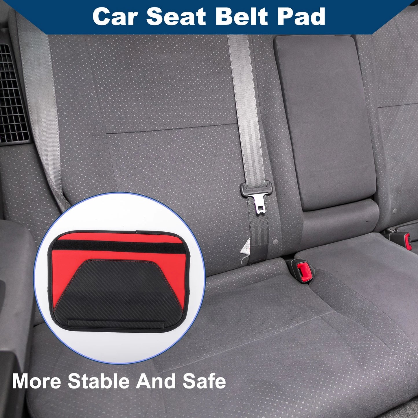 Set of 2 Carbon Fiber Pattern Seat Belt Pad Covers for Universal Fit (6.5x23cm)