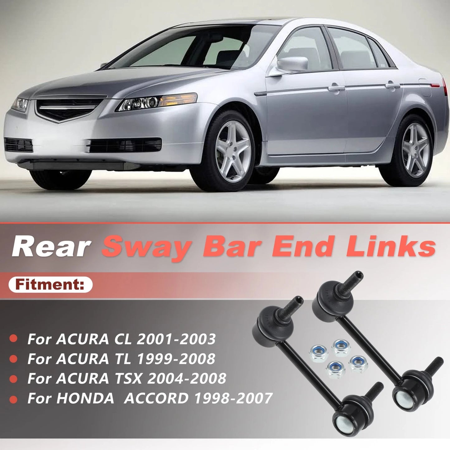 Set of 2 Rear Sway Bar Ends for Acura TL CL TSX Honda Accord (1998–2007) K90342 K90343