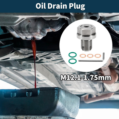 Set of 1 M12.1-1.75mm Copper Oil Drain Plug with Gasket for Car Motorcycle