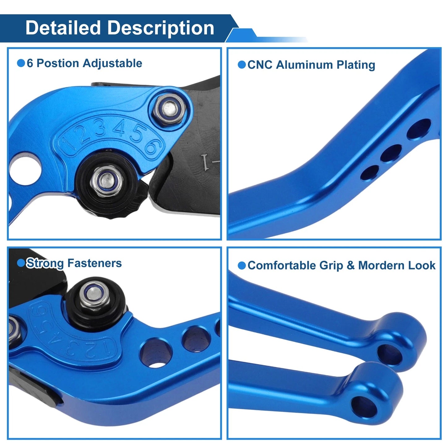 Adjustable Short Brake Clutch Lever Set for BMW F650GS (2008–2012) Blue