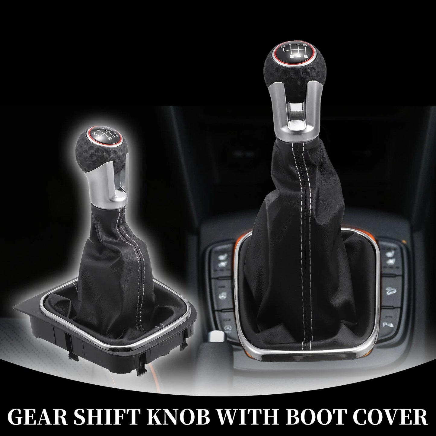 6 Speed Manual Gear Shifter Knob with Cover for VW Golf 5 (2003–2008) Faux Leather