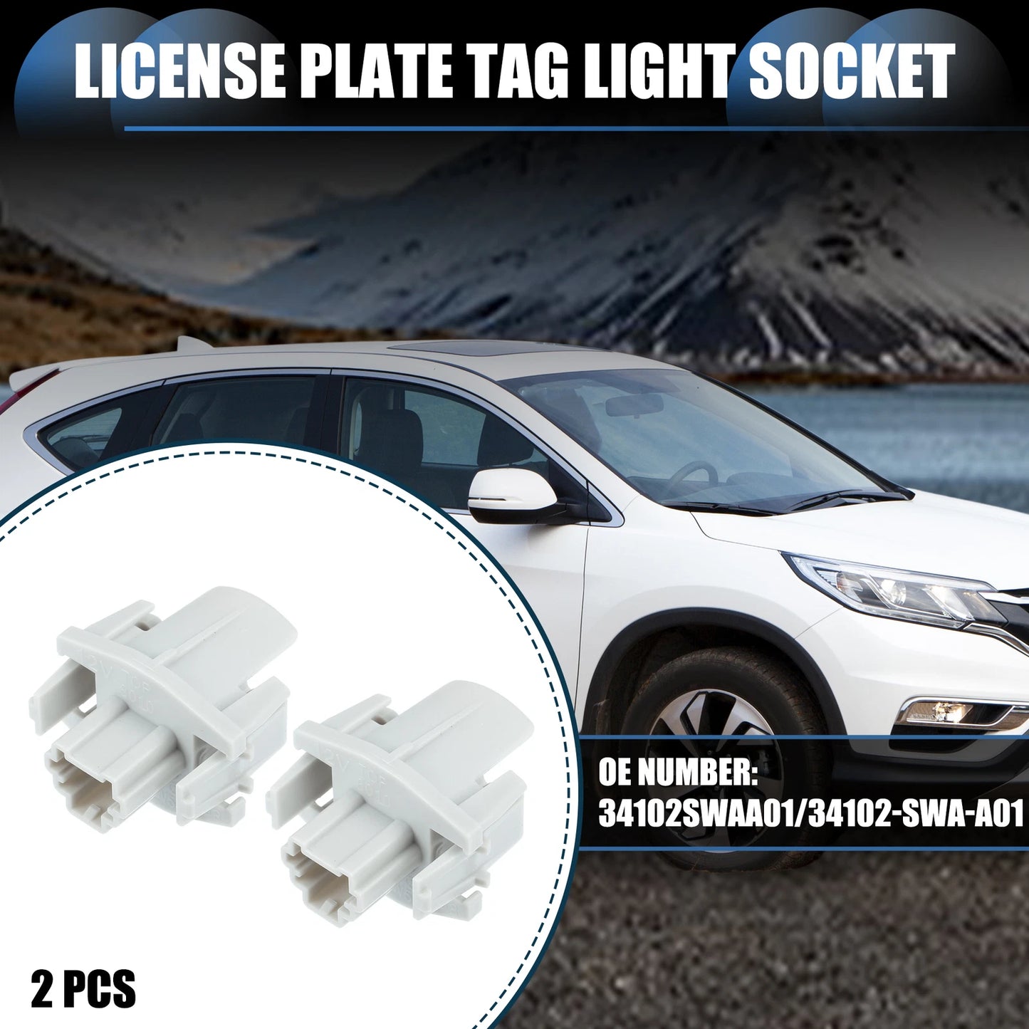 2X License Plate Tag Light Socket No. 34102SWAA01 for Honda Civic Odyssey