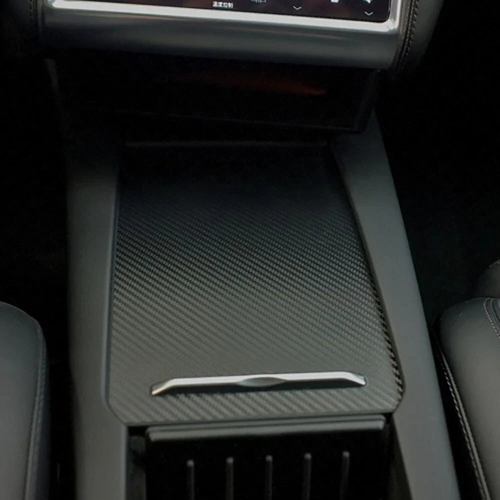 Carbon Fiber Center Console Armrest Box Sticker Cover for Tesla Model S, X