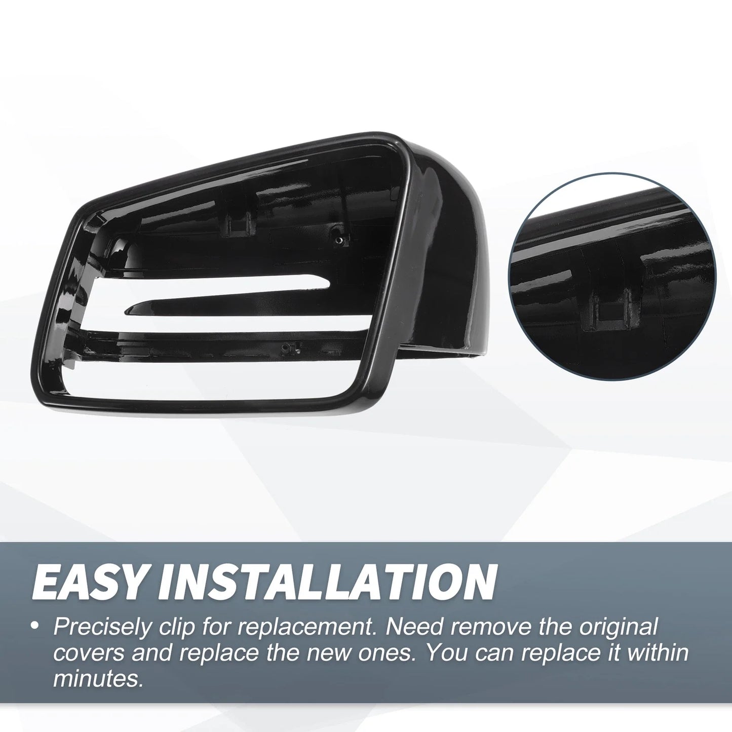 Rearview Mirror Cover Cap Gloss Black for Mercedes-Benz W176 W204 W212 W211