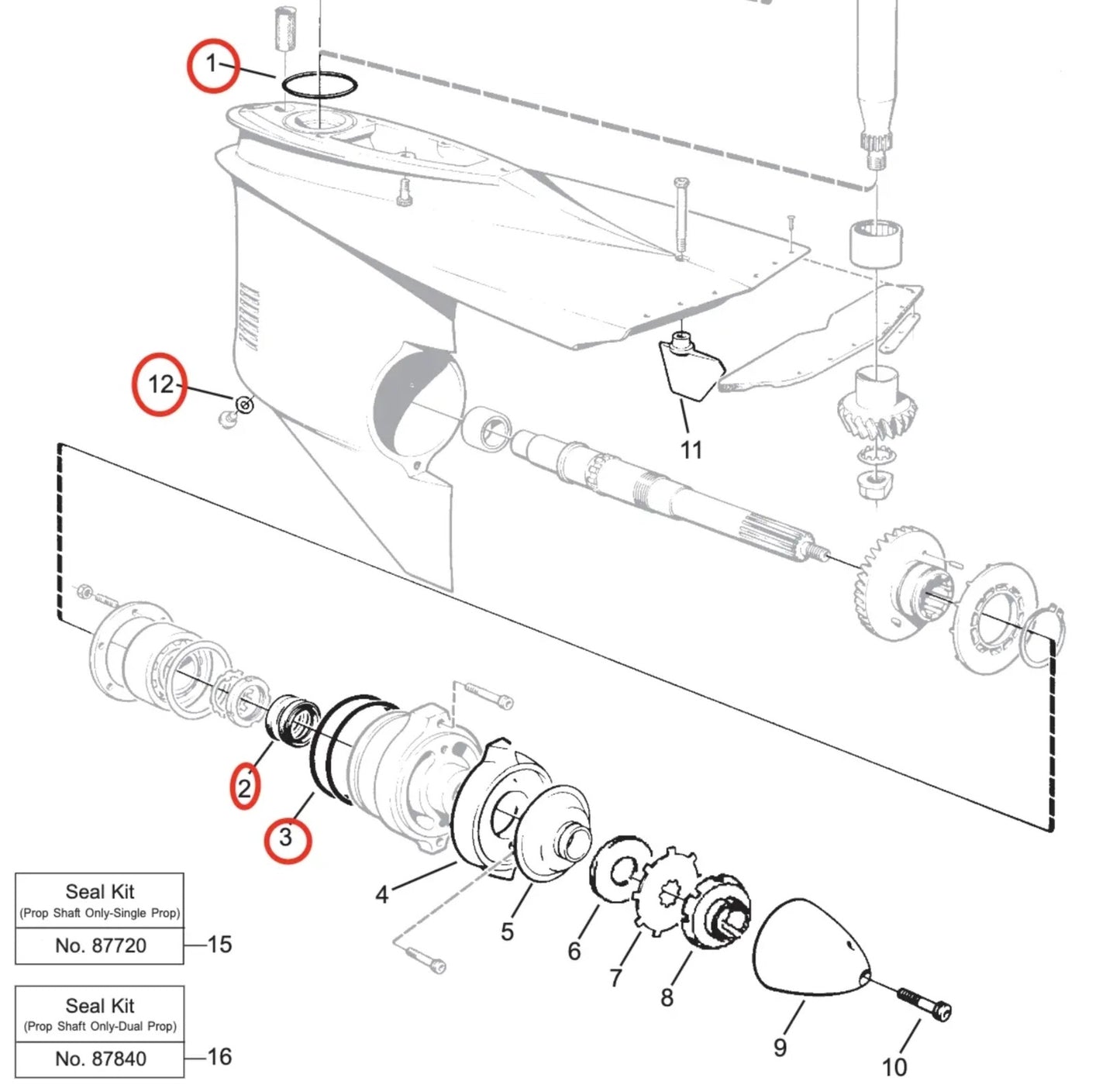 Gearcase Unit Kit for Volvo Penta (897426, 925261, 925256)