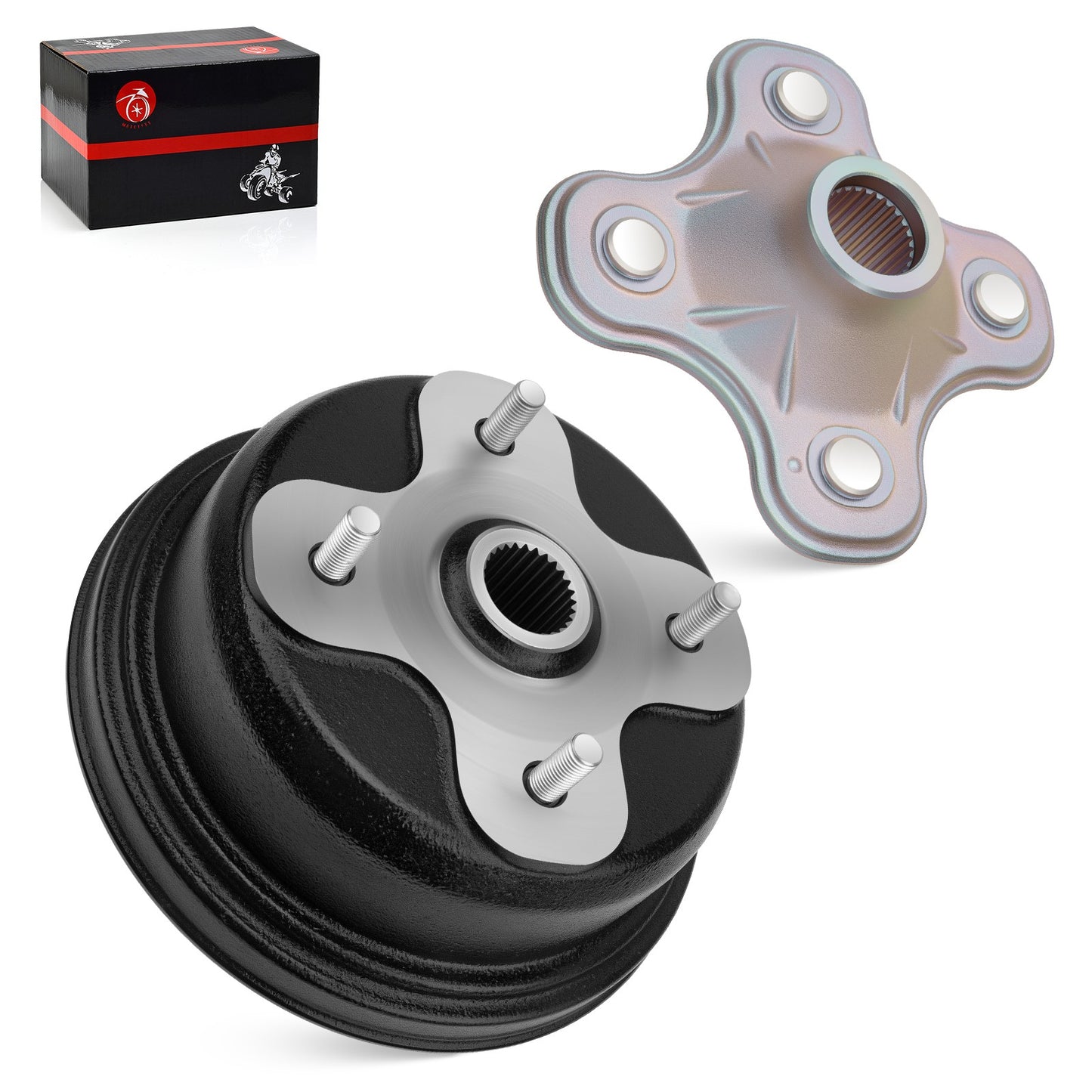 Rear Brake Drum and Wheel Hub Set for Yamaha Kodiak 400 (1993–1999)
