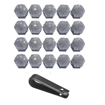 Lug Nut Covers 20Pcs White Rhinestone for Cars