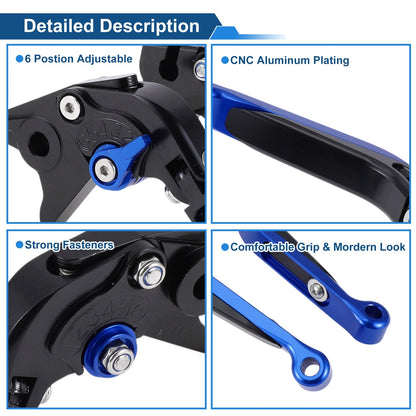 Adjustable Brake Clutch Levers Set for Yamaha YZF R1 (2002–2003) Black Blue