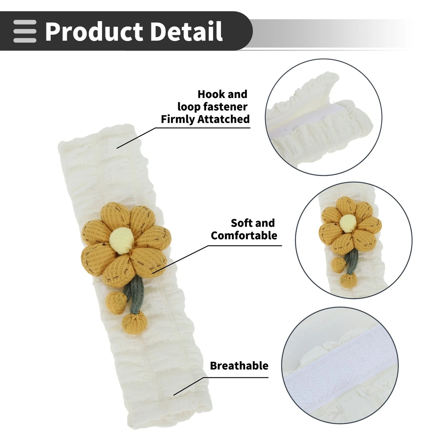 Set of 2 Yellow Seat Belt Cover Pads for Universal Fit (25cm)